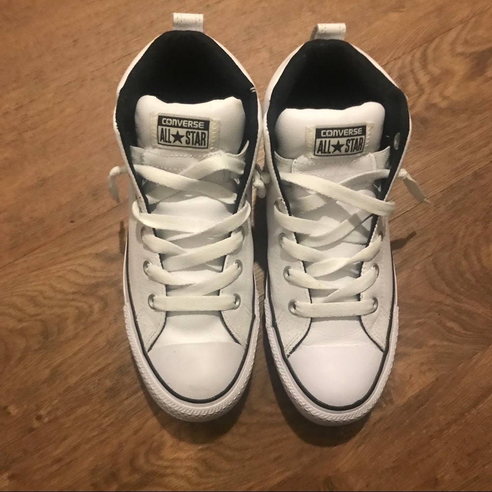 White high top leather Converse
